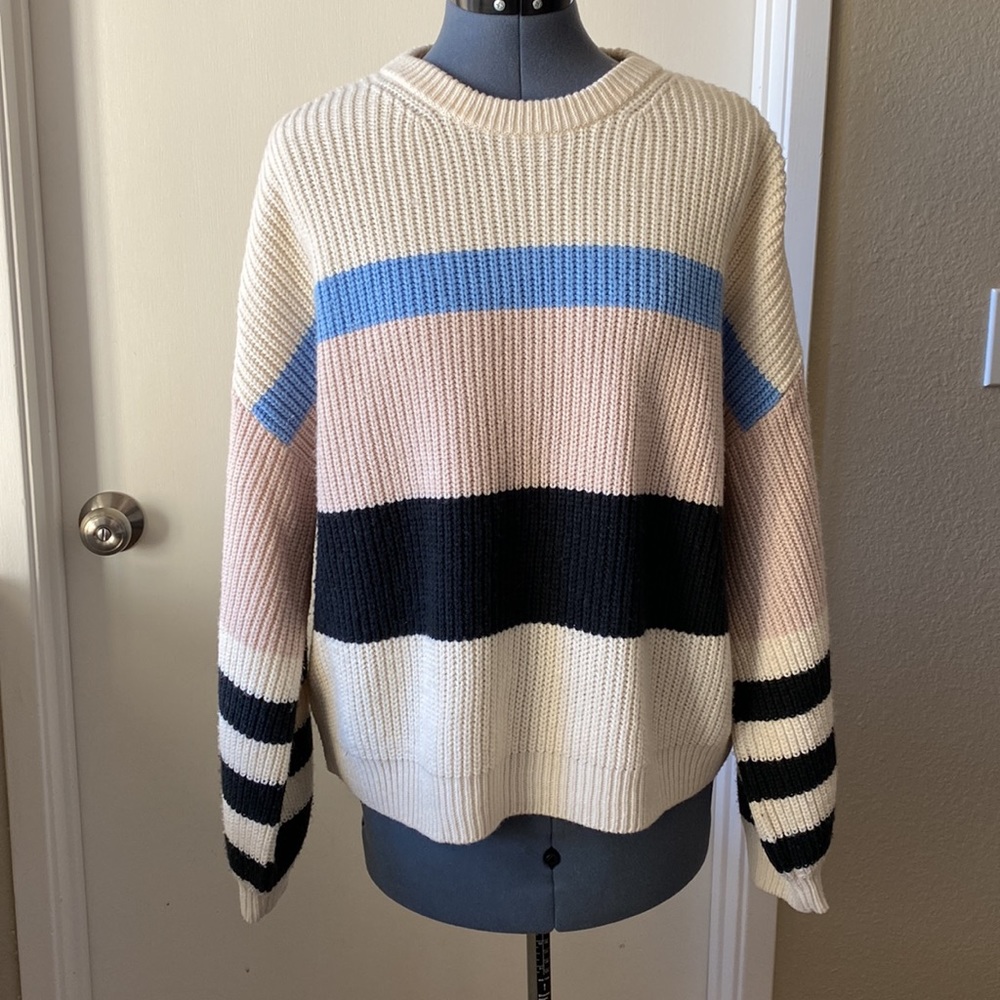 Sanctuary Drop Shoulder Wide Sleeved Striped Sweater Medium